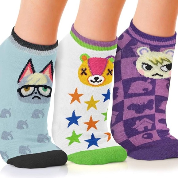 Animal Crossing Accessories - Animal Crossing 3 Pair Ankle Socks Villagers Set